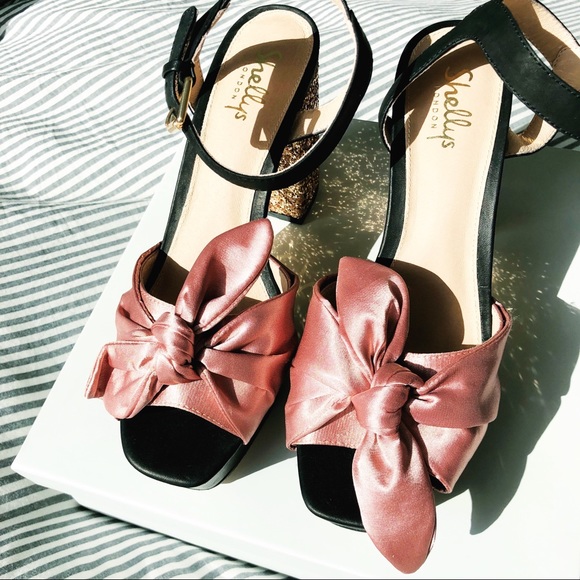 Shellys London Shoes - Shellys London Blush Satin Knotted Platform Sandal